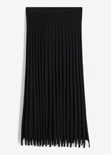 Strick-Rock in Plissee-Optik mit Zipfel Gr. 36/38 Schwarz Midirock R-Ware Neu