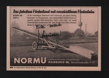 HAMBURG, Werbung 1941, Normü Spezialmaschinenbau Förderbänder