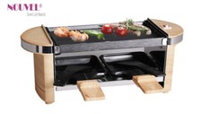 2 Pers. Raclettegerät Nouvel Swiss  DUO WOOD  mit Aluguss Grillplatte