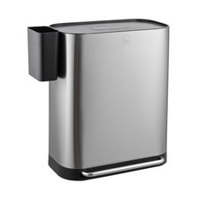 B-Ware SVITA MLT2X30 Mülleimer Treteimer Abfalleimer 60l 2 Fächer Deckel Silber