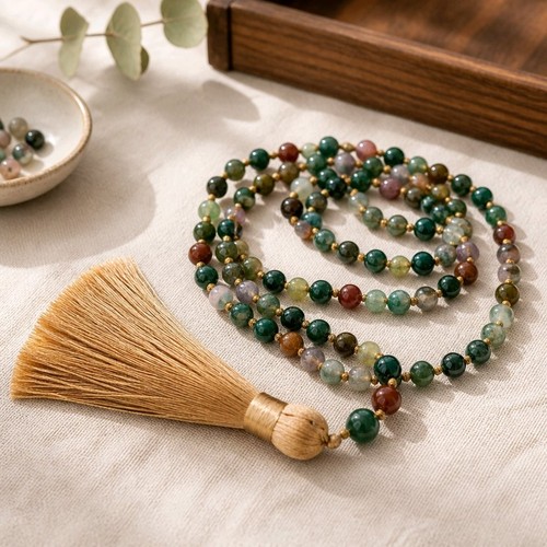 Mala 108 indische achat perlen - achat,