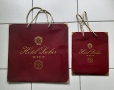 2x Einkaufstüte - Tragetasche - Tasche- Hotel  SACHER WIEN - Stoffkordel