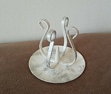Kerzenständer für Kommunion Taufe, weiß-silber, Kerzenhalter, Metall , 10 cm Du.