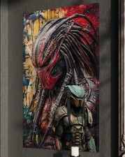 Predator Leinwand Bild Superheld Wandbild Kunstdruck Alien Pop Art XXL