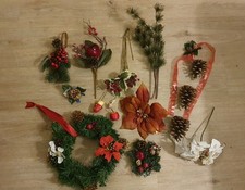 Herbst-/ Weihnachtsdeko 13 Teile Türkranz  Stoffblüten Zweige usw