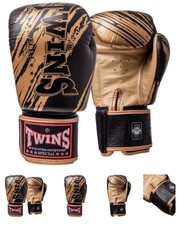 Twins special Boxhandschuhe 14 Oz Leder Gold/ schwarz Wie Neu