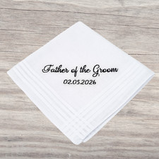 Hochzeitstaschentuch personalisiert bestickt Text, 100% Baumwolle, weiß 29 cm