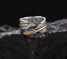 Ring feder edelstahl gold - edelstahl,