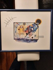 Kunstdruck W. Kandinsky,L'ART GALERIE 24x30, Hochwertiger Rahmen, blau