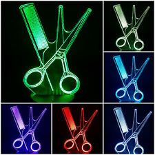 LED Tischlampe Tischleuchte Nachtlicht 7 facher Farbwechsel Kamm+Schere Friseur