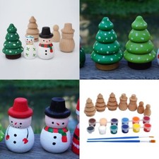 Unfinished Christmas Tree Snowman Figurine Dolls Ornament Painting Toy