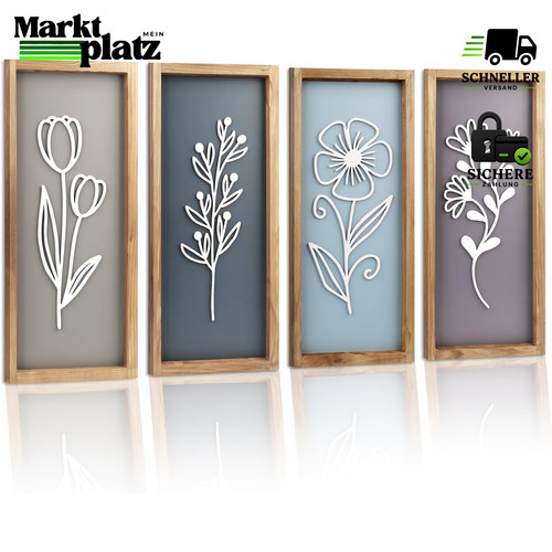 Wanddeko holz blumen - 3d,