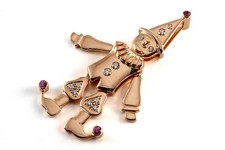 Anhänger Harlekin 12 Brillanten ca 0,25 ct + 3 Rubine 750 Rosegold [BRORS 20398]