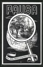 Pausa, Ansichtskarte, Mittelpunkt der Erde, Straßenpartie mit Kirche 