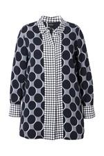 Ulla Popken Damen große Größen Satin Longbluse Patch Design Hemdkragen