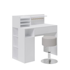 Schreibtisch, Weiß, 2 Teile, mit Hocker Vicco