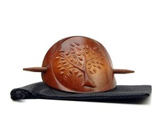 Vickys World Leder Haarspange - Lebensbaum - OX Antique Life-Tree