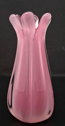 Vintage kunstglas vase rosa - vintage,