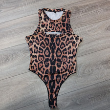 Sexy Damen Leoparden Body Dessous Stringbody Reizwäsche mit Ausschnitt GR. M