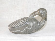 Speckstein Vogel geschnitzt Deko Briefbeschwerer grau 14 x 5 x 9 cm #6537