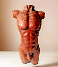 Torso Mann geschnitzt Kunst Erotik Männerkörper Skulptur Deko Statue Body Muskel