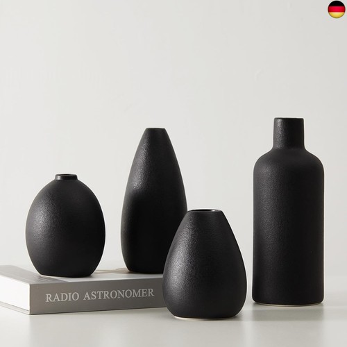 Schwarz keramik vase set 4er - schwarz,