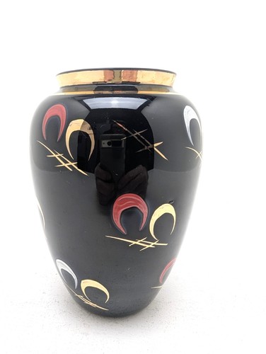 Schwarzglas vase mit - schwarzglas, vase,