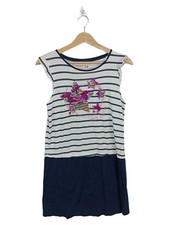 Desigual Jerseykleid Mädchen gestreift Sterne Pailletten Rüschen Blau Gr. 164