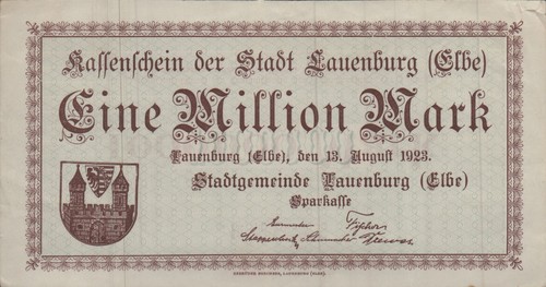 Lauenburg stadt 1 million - -,
