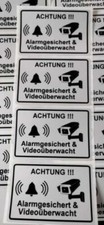 6 x Aufkleber silber  9x4,5 cm Achtung, Alarmgesichert & Videoüberwacht!