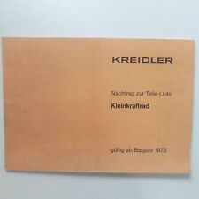 Kreidler Kleinkraftrad Ersatzteilkatalog Parts List Ersatzteilliste Nachtrag