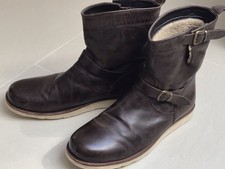 Belstaff Leder Stiefel Engineer Boots Braun Gr. 45 Top Zustand Und Gefüttert