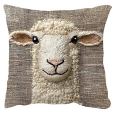 Landhaus Kissenhülle  "Boho Schaf" 45x45, 3D-Illusion ohne Innenkissen