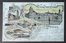 alte AK ~ Gruß aus Pasing / München ~ 4 Ansichten ~ 1900 gelaufen