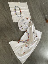 Original Vintage Tisch/Küchenset 4 Teile bestickt aus Leinen