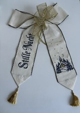 Tür-/ Spruchband " Stille Nacht" Stickerei auf Leinen in Blau/ Gold