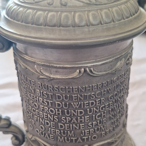 Zinnkrug mit deckel relief - deckel,,