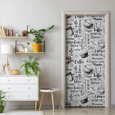 Klebefolie  Türfolie Türaufkleber Türtapete Bildunterschrift Kaffeemotiv