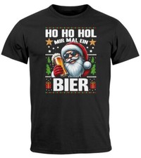 Herren T-Shirt Weihnachten Spruch Lustig Ho Ho Hol mir ein Bier Weihnachtsshirt