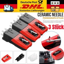 3 x Ersatz Tonabnehmer mit Nadel für Plattenspieler - Diamantnadel Stahlnadel