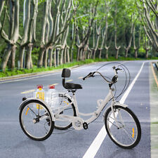 Klapprad Dreirad für Erwachsene 24 Zoll 7-Gange 3-Räder Fahrrad mit Einkaufskorb