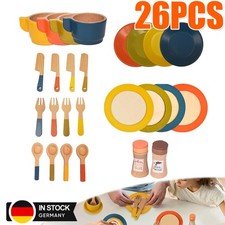 26 Pcs Set Geschirrset aus Holz Kinder Kinderküchen Spielküche Zubehör Kü DHL~