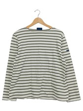 SAINT JAMES Langarmshirt Damen 44 Maritim Weiß Gestreift Breton Shirt