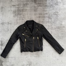 Stylische Echt-Lederjacke aus weichem Schafsleder von MANGO, Größe M (38)