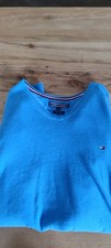 Tommy Hilfiger Herren Pullover XXL V-Ausschnitt Hellblau Baumwolle