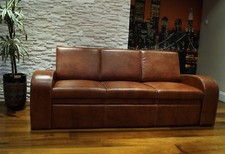 Braun Echtleder Rindsleder 3 Sitzer Sofa 100% Echt Leder Couch