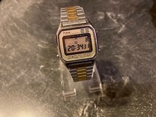 Selten, RAR - Bi-Color Pulsar Y789-5059 LCD Alarm Chronograph Herrenuhr Gold Sil