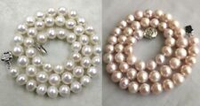 Weiß/Rosa/Apricot Perlen Kette Süsswasserzuchtperle Echter Perle Ø8-9mm 40-45cm