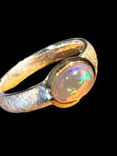 Goldhonig Opal Ring in Silber