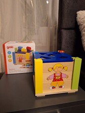 Kleinkindspielzeug Goki Steckbox Holz Eisenbahn Klopfspiel Geräusche Lichter